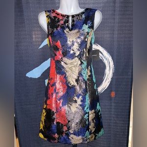 NWT Ellen Tracy Metallic Embossed Dress